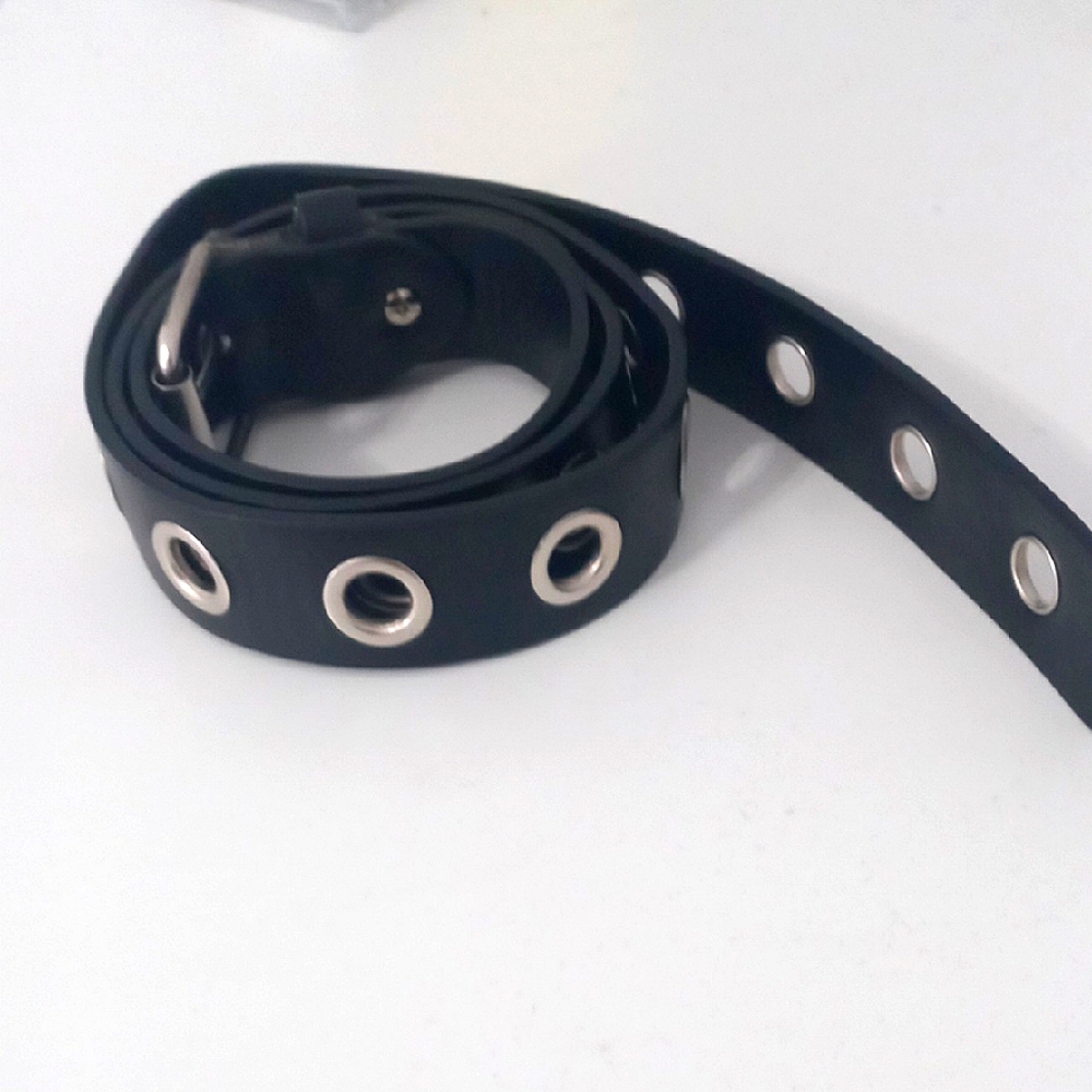 Black Belt with Silver Eyelets
